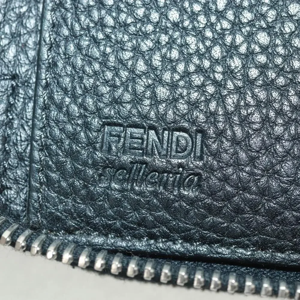Fendi Leather Selleria Double Zip Organizer Wallet Black